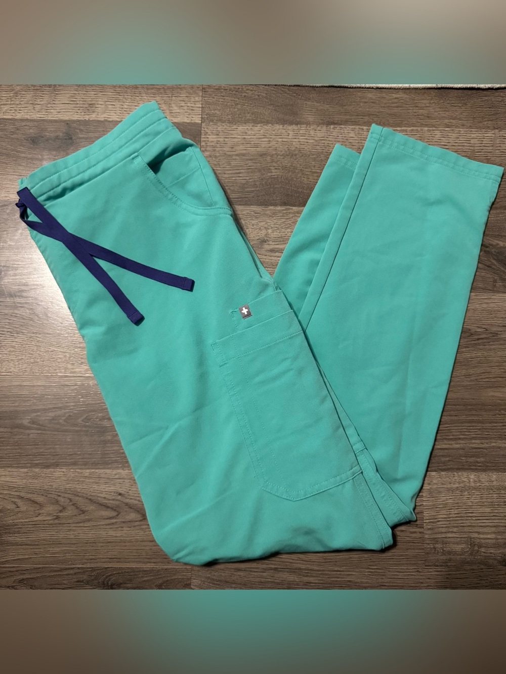 FIGS Yola Skinny Scrub Pants  Surgical Green Purple Drawstring Women’s XS NWOT